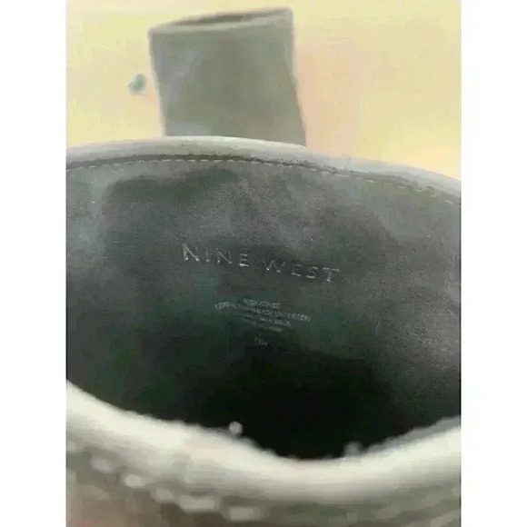 Nine West Matinee Women's Grey Leather High Heel Ankle Boots Fold Over Size 7.5M - Picture 9 of 11